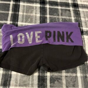 VICTORIA SECRET PINK gold over yoga shorts
